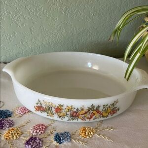 Vintage Anchor Hocking Fire-King “Garden Harvest” Milk Glass Casserole – 1.5 Qt